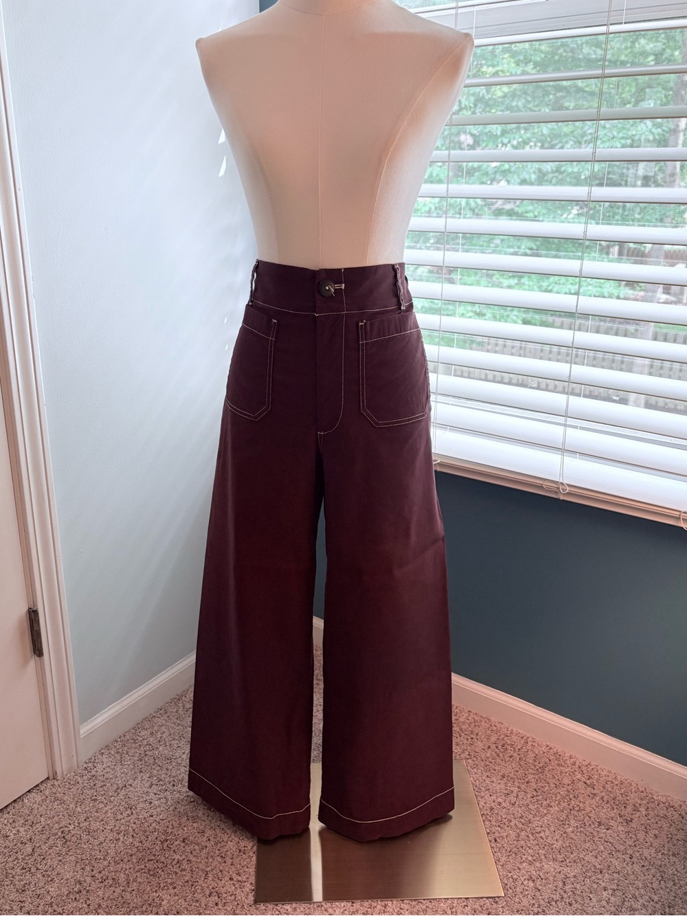 Anthropology Maeve Wide-Leg pants in Deep Wine